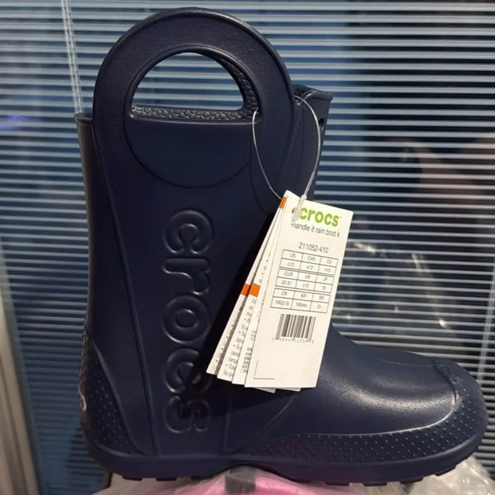 CROCS Kids' Navy Blue Handle Rain Boot
